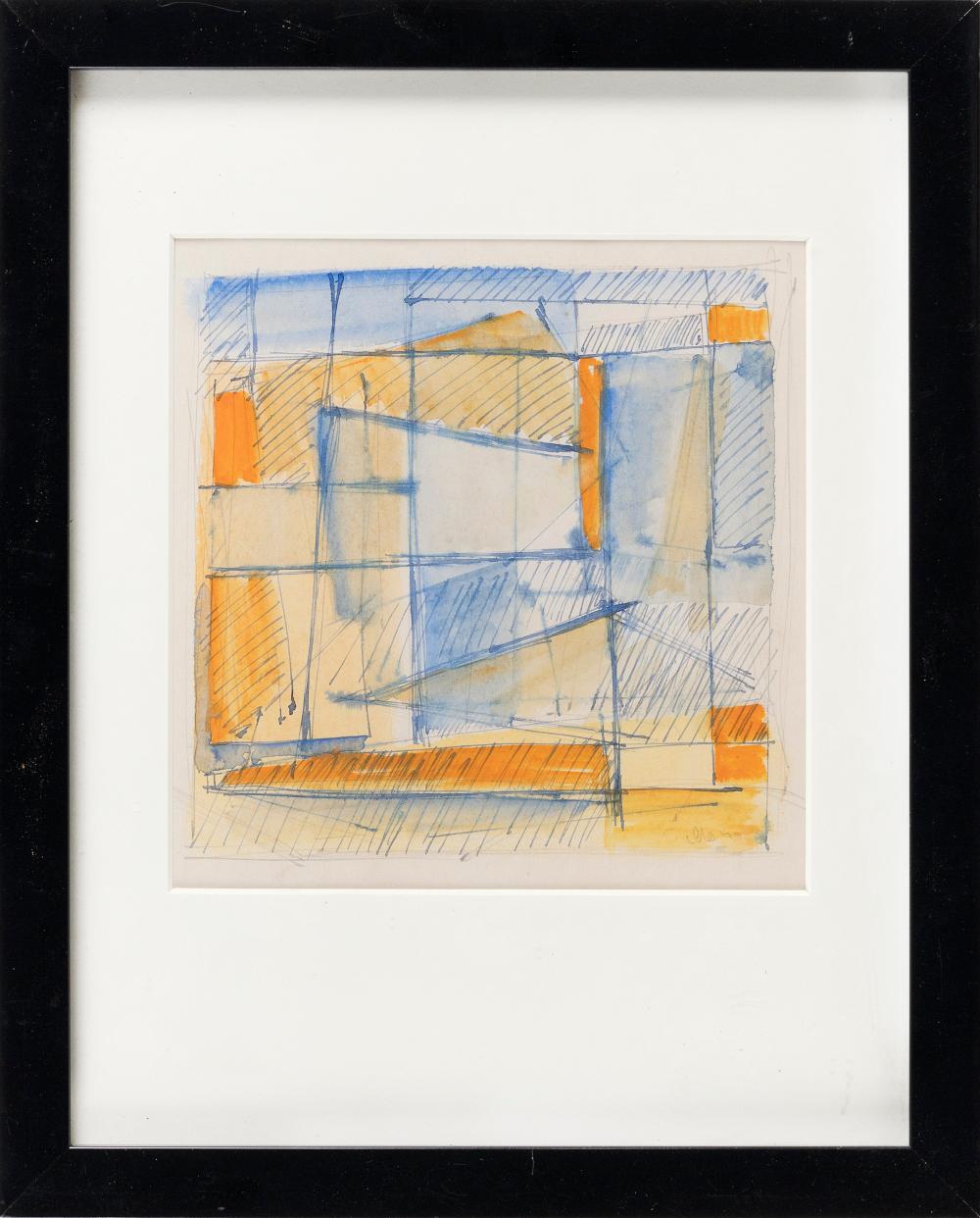 Appraisal: JOHN GRILLO MASSACHUSETTS - COLORFUL GEOMETRIC ABSTRACT WATERCOLOR ON PAPER