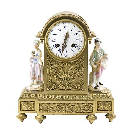 Appraisal: Louis XVI Style Gilt-Bronze and Porcelain Mantel Clock Estimate -