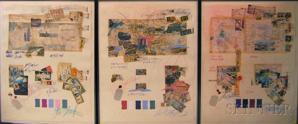 Appraisal: Annabel Hewitt British b Three Collages Tokyo London and New