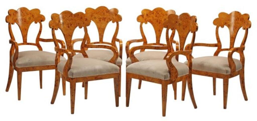 Appraisal: lot of Biedermeier style upholstered dining chairs approx h w