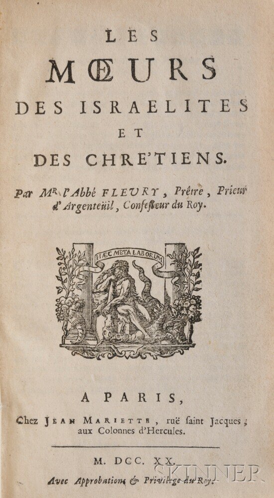 Appraisal: Fleury Claude - Moeurs des Israelites et des Chretiens Paris