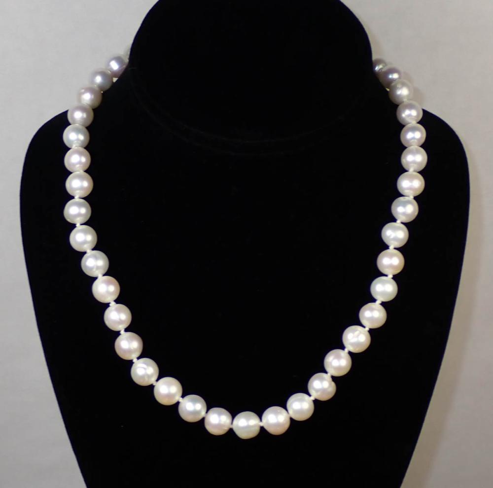 Appraisal: PRINCESS LENGTH PEARL AND FOURTEEN KARAT GOLD NECKLACE - hand-knotted