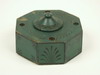 Appraisal: INKWELL - Octagon shape green painted Federal period inkwell with