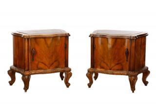 Appraisal: Pair Italian Olivewood Bedside Commodes Italian th century A matched