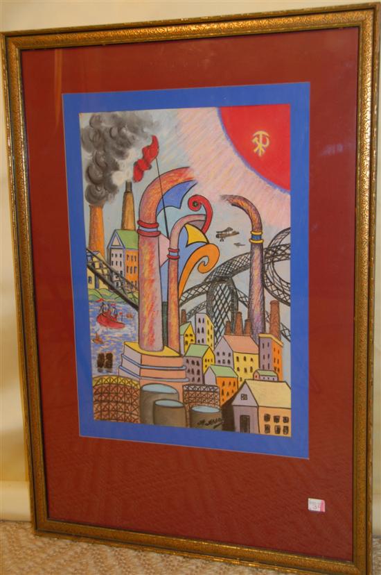 Appraisal: ABRAHAM ATLAS AMERICAN b Pastel on paper Russian industrial scene