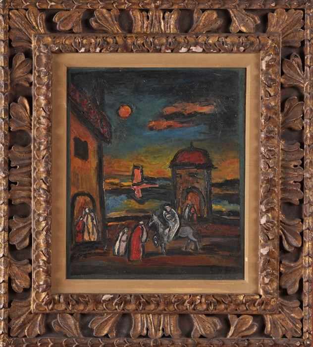 Appraisal: EUROPEAN SCHOOL SCENE OF THE HOLY FAMILY Oil on canvas