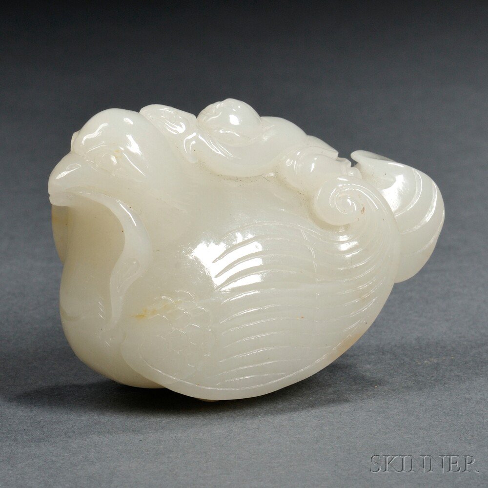 Appraisal: Jade Carving of a Mystic Bird Zhiniao China with a