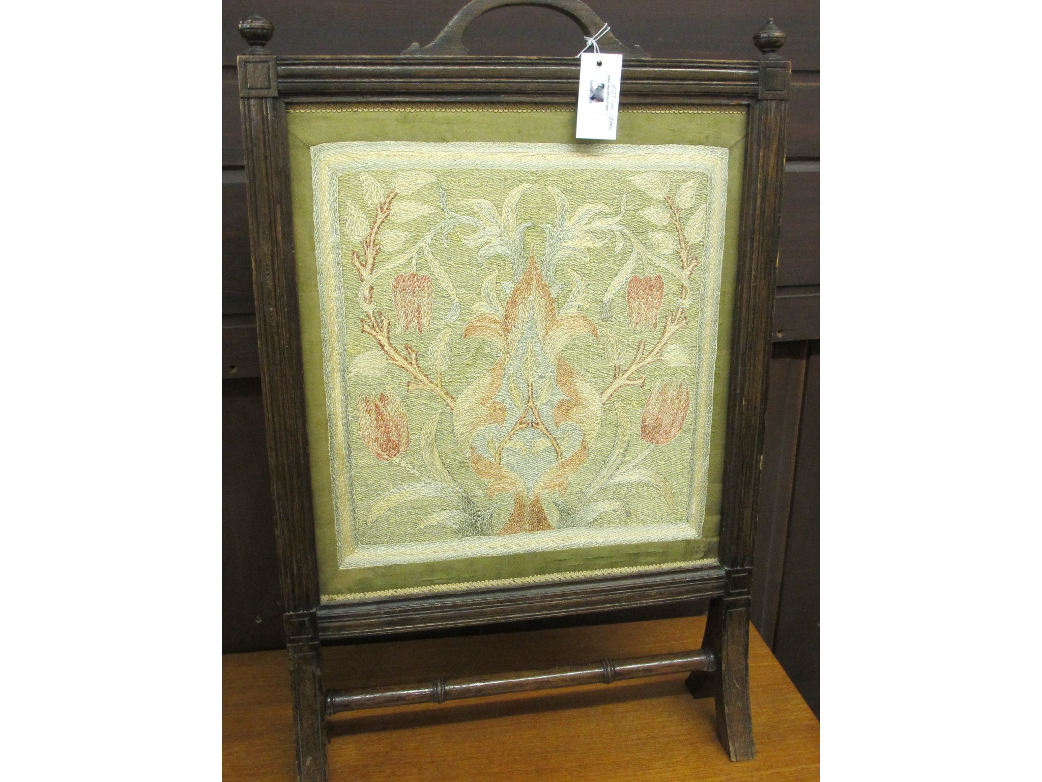 Appraisal: Attributed to Morris Co silk embroidered firescreen