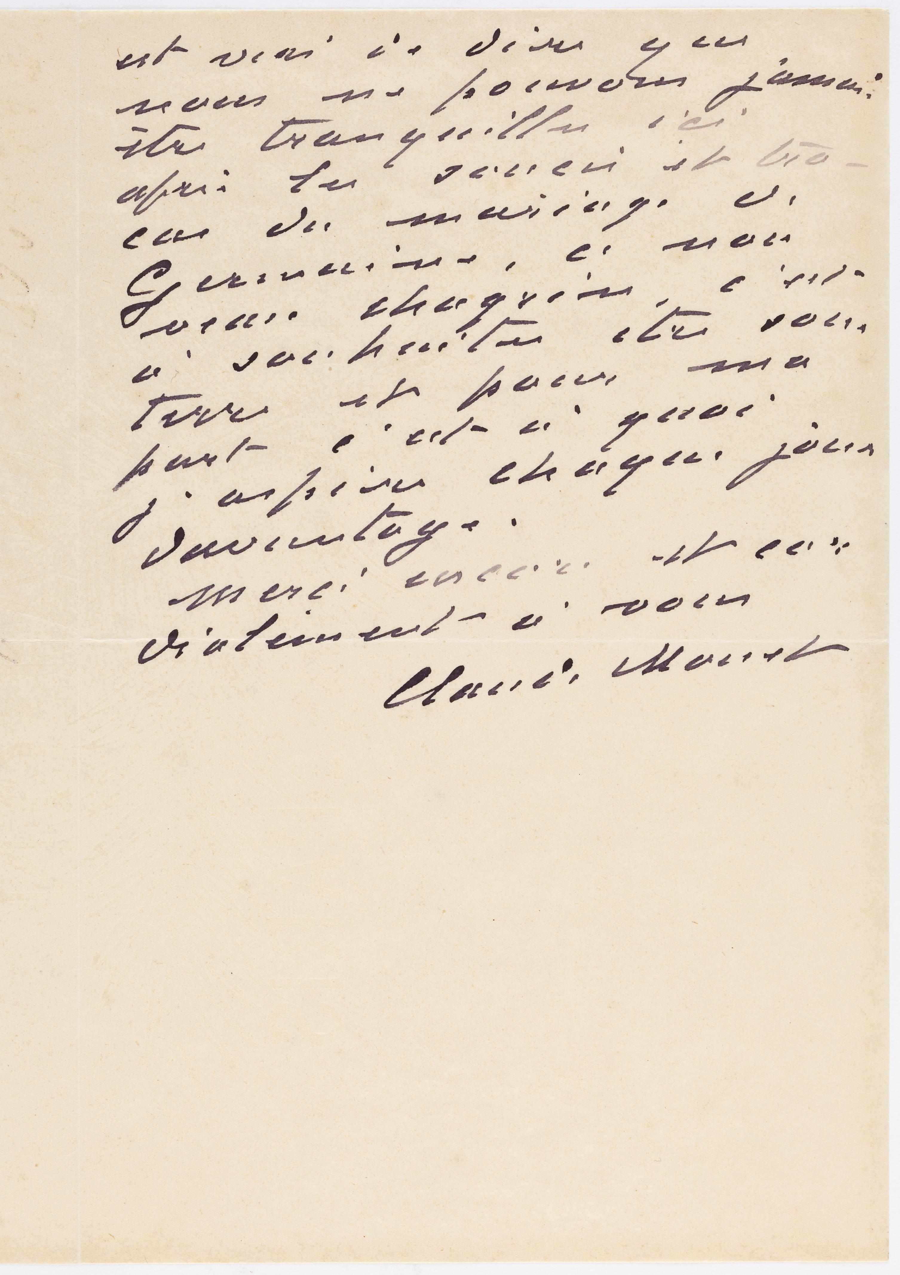 Appraisal: MONET CLAUDE - Autograph Letter Signed ''Claude Monet'' pp vo