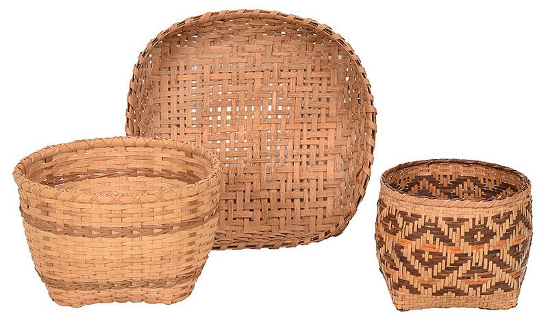 Appraisal: Three Southern Baskets th century Cherokee Qualla Boundary river cane