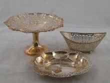 Appraisal: A silver bon bon dish on pedestal foot Birmingham approx