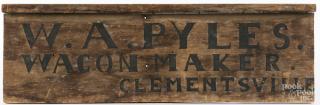 Appraisal: Painted trade sign for W A Pyles Wagon Maker Clementsville