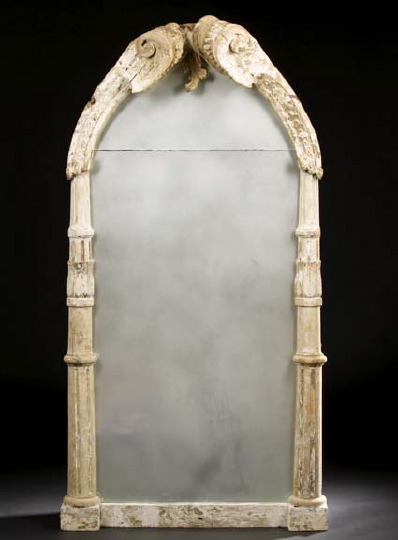 Appraisal: Italian Polychromed Pine Looking Glass constructed of antique architectural elements