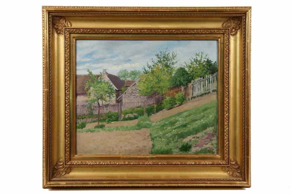 Appraisal: OIL ON CANVAS BOARD - 'Farmyard Giverny France' by Arthur