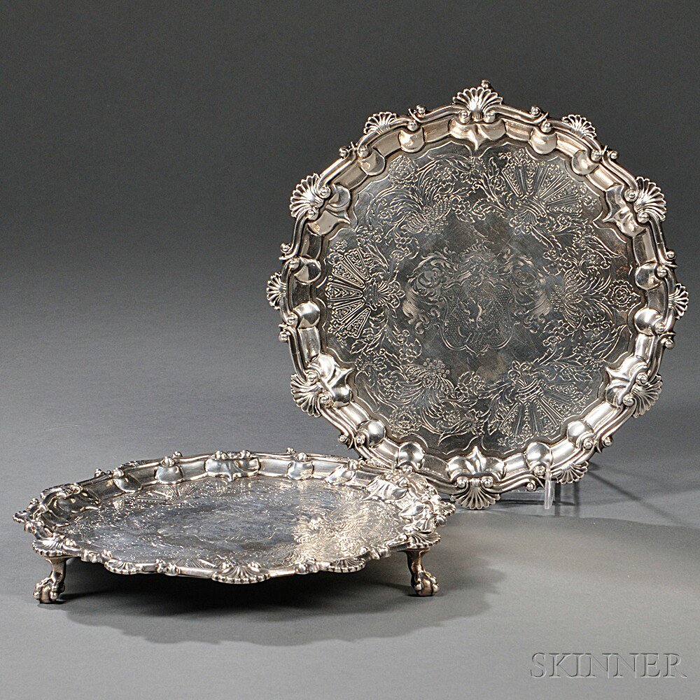 Appraisal: Two George IV Sterling Silver Salvers London - Barak Mewburn