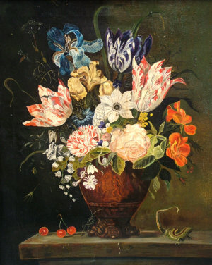 Appraisal: Early th Century School- Still life of flowers with a