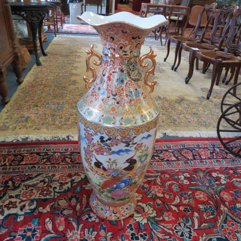 Appraisal: Japanese Porcelain Palace or Floor Vase elaborate bird and floral