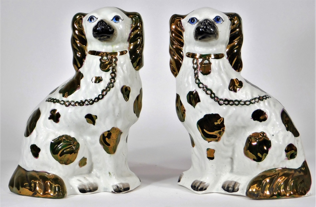 Appraisal: PR C ENGLISH STAFFORDSHIRE COPPER LUSTER DOGS England th CenturyOpposing