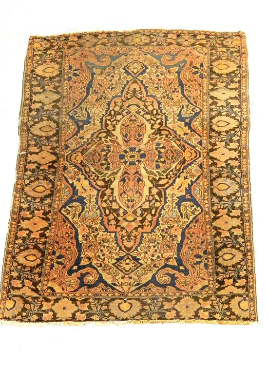 Appraisal: Persian scatter rug '' x '' Sarouk rose brown blue