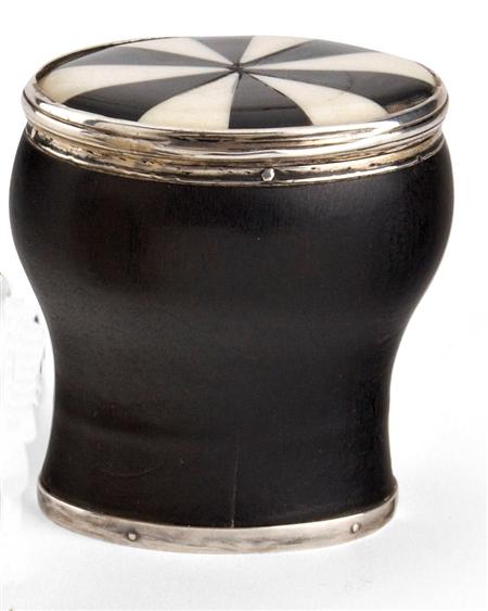 Appraisal: An th century ebony and ivory baluster snuff mull the