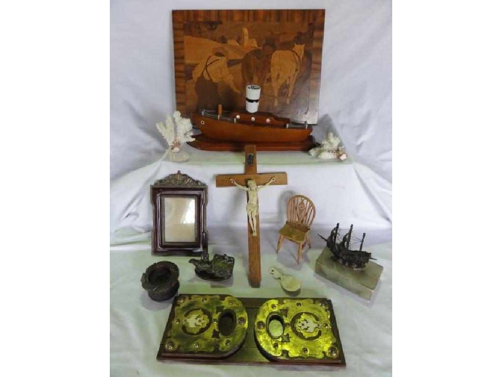 Appraisal: A Victorian mahogany and brass overlaid book rack a crucifix