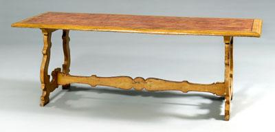 Appraisal: Baroque style stretcher-base table walnut or fruitwood with molded top