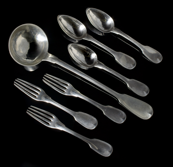 Appraisal: Thirty-Nine-Piece Set of French Restauration First Standard Silver Flatware touchmarked