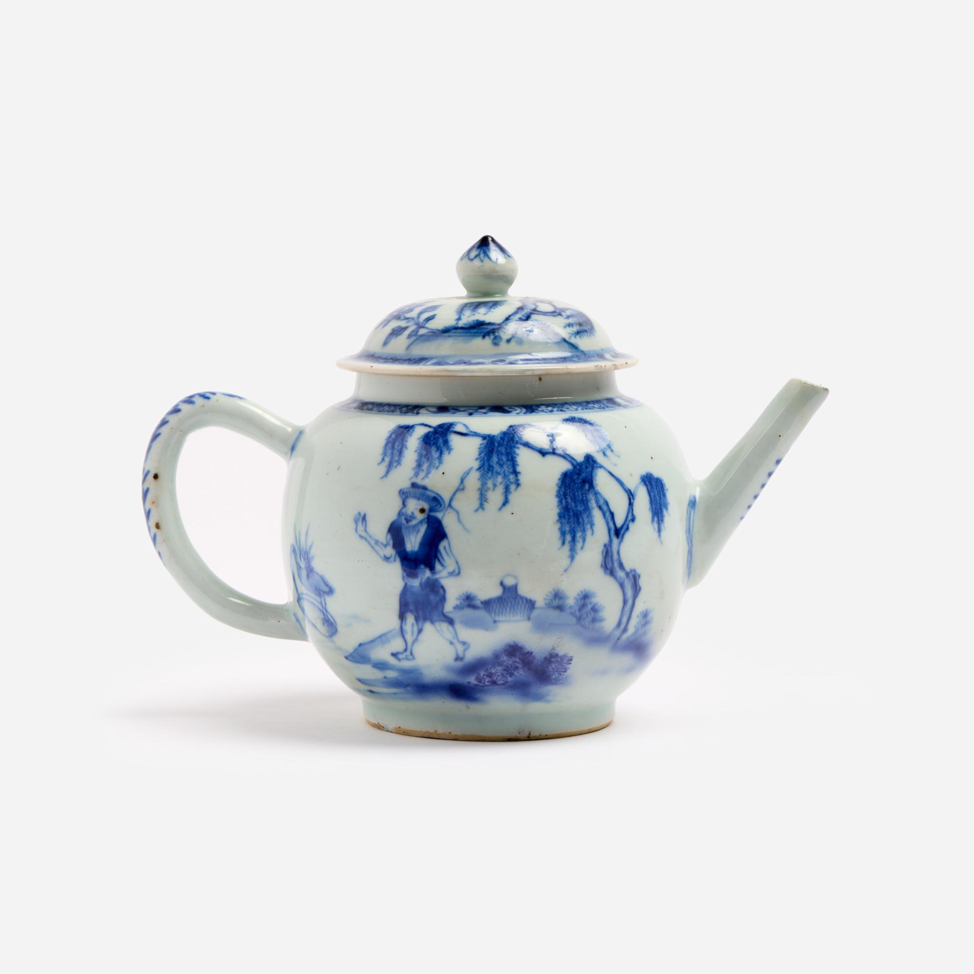 Appraisal: LATE TH C CHINESE EXPORT BLUE WHITE TEAPOT A Chinese