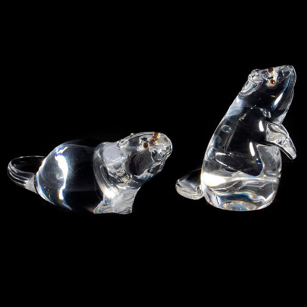 Appraisal: LLoyd Atkins for Steuben Glass Figures of Beavers Circa Each