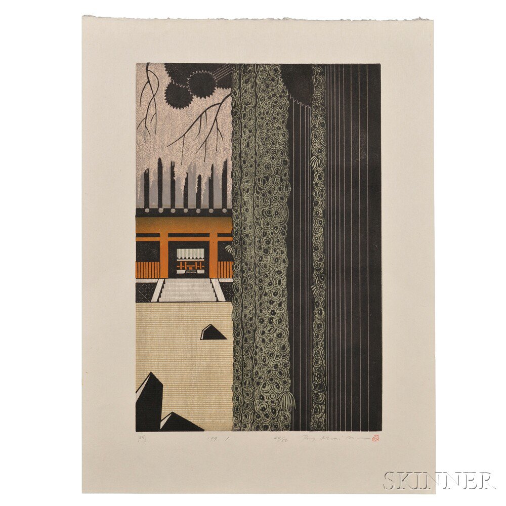 Appraisal: Ray Morimura b Gate Japan dated color woodblock on paper