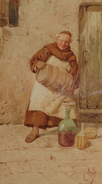 Appraisal: EDUARD VITALI TH CENTURY CONTINENTAL SCHOOL 'Decanting the wine' watercolour