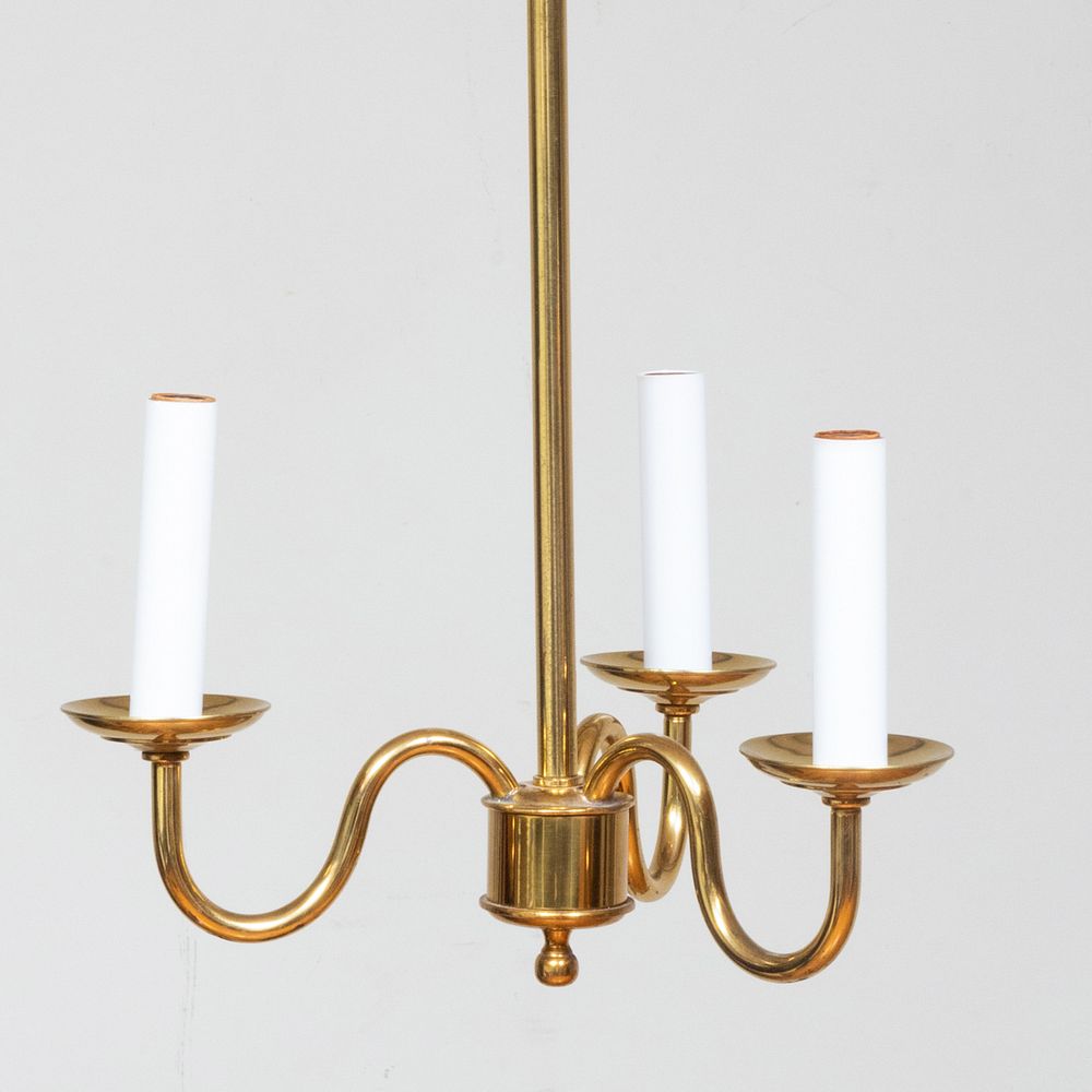 Appraisal: Pair of Modern Brass Three-Light Hanging Fixtures x x in