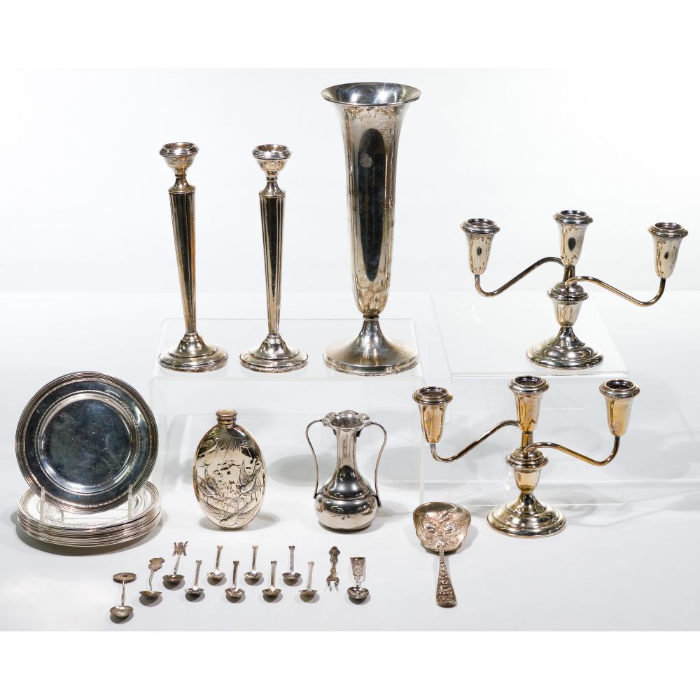 Appraisal: STERLING SILVER OBJECT ASSORTMENT sterling items including in non-weighted International