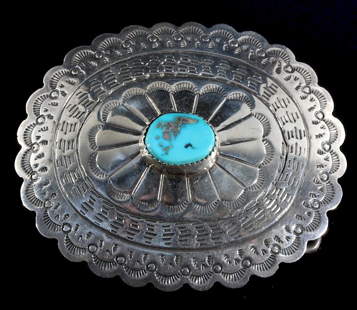 Appraisal: Navajo Turquoise and Sterling Silver Belt Buckle Featured in this