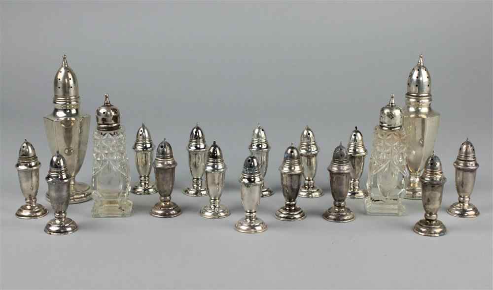 Appraisal: SIXTEEN SILVER CASTERS including two large American and fourteen small