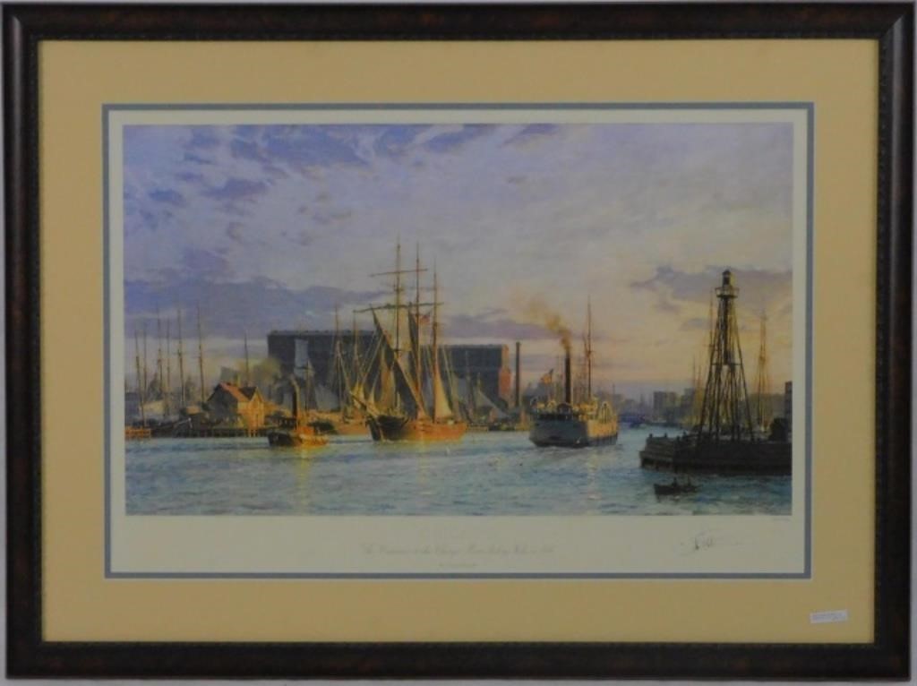 Appraisal: JOHN STOBART B MA FL FRAMED AND GLAZEDcolored lithograph depicting