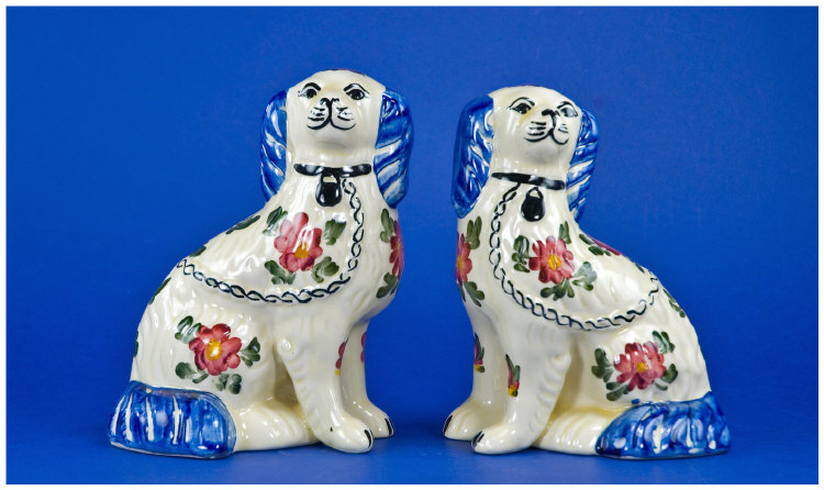 Appraisal: Pair Of Siltone Pottery ' Staffordshire Spaniels' Hand painted