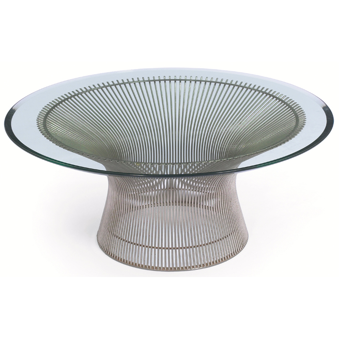 Appraisal: Warren Platner coffee table by Knoll nickel-plated wire base and