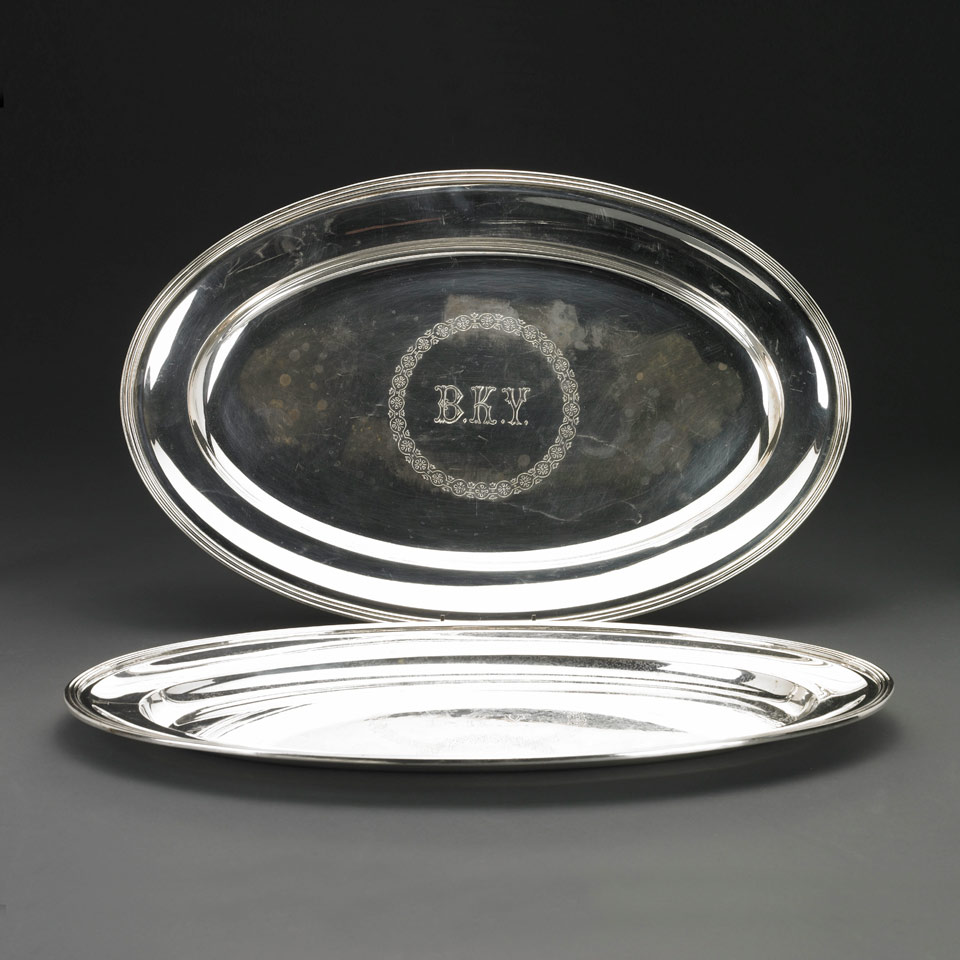 Appraisal: Pair of Italian Silver Oval Platters mid- th century length