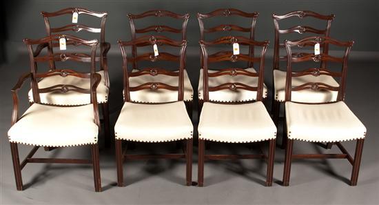 Appraisal: Set of eight Chippendale style carved mahogany ribbon-back dining chairs