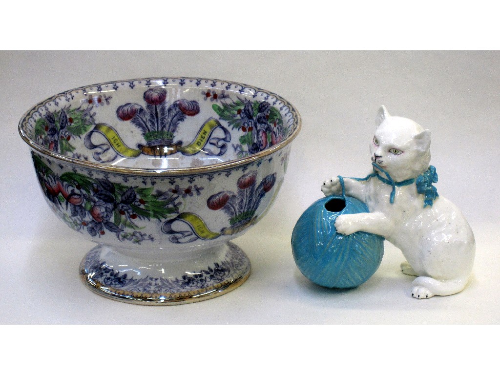 Appraisal: Victorian pottery figure of a cat playing with a ball