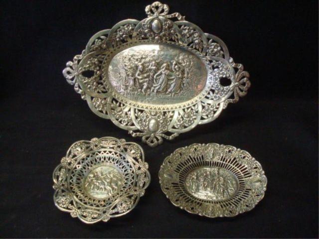 Appraisal: Silver Ornate Reticulated Baskets Very fine quality From a Larchmont