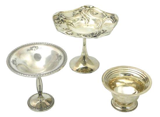 Appraisal: STERLING Two compotes and a footed bowl all marked sterling