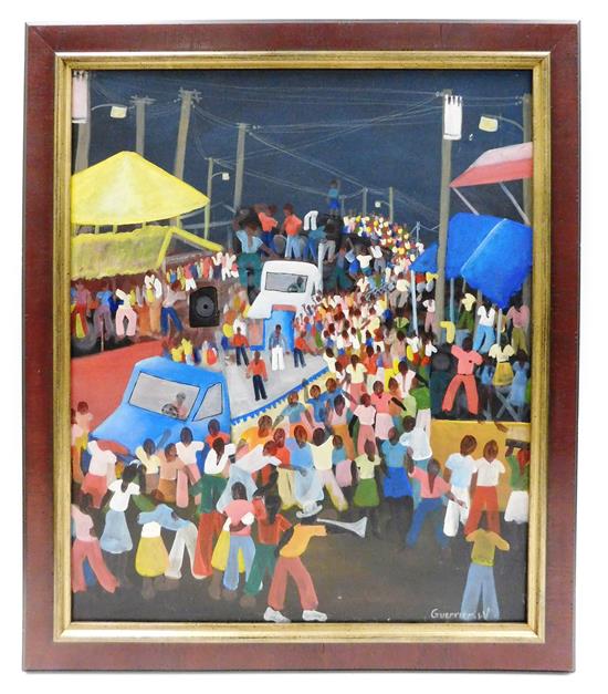 Appraisal: Wilford Gurrier th C acrylic on canvas board Carnival street