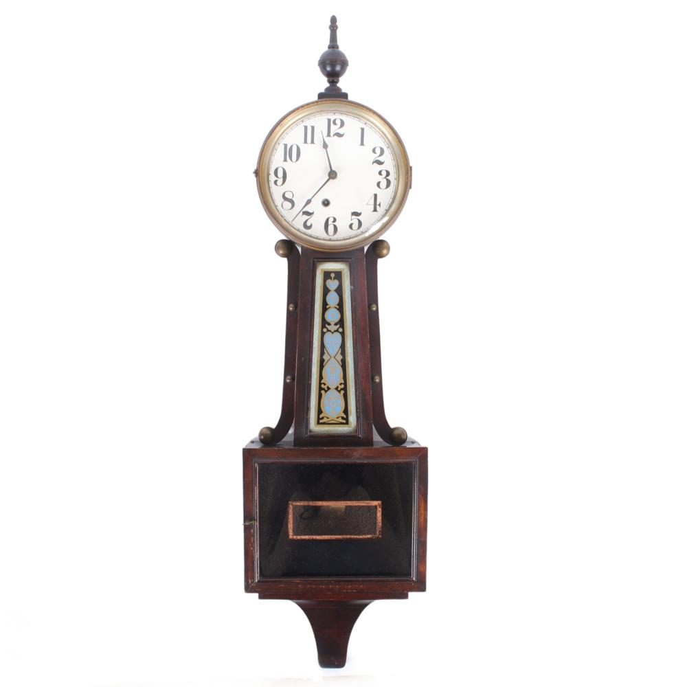 Appraisal: INGRAHAM AMERICAN BANJO WALL CLOCK IN MAHOGANY CASE WITH REVERSE