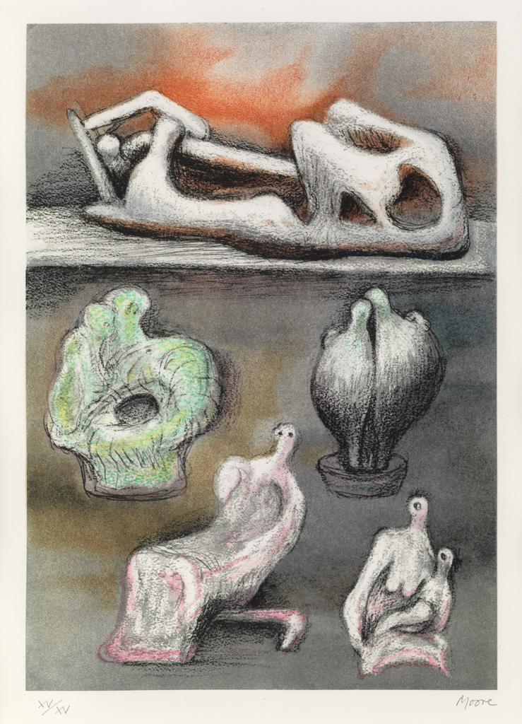 Appraisal: HENRY MOORE Five Ideas for Sculpture Color lithograph x mm