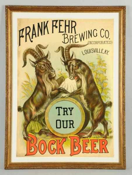 Appraisal: Frank Fehr Brewing Co Bock Beer Poster Nice image of