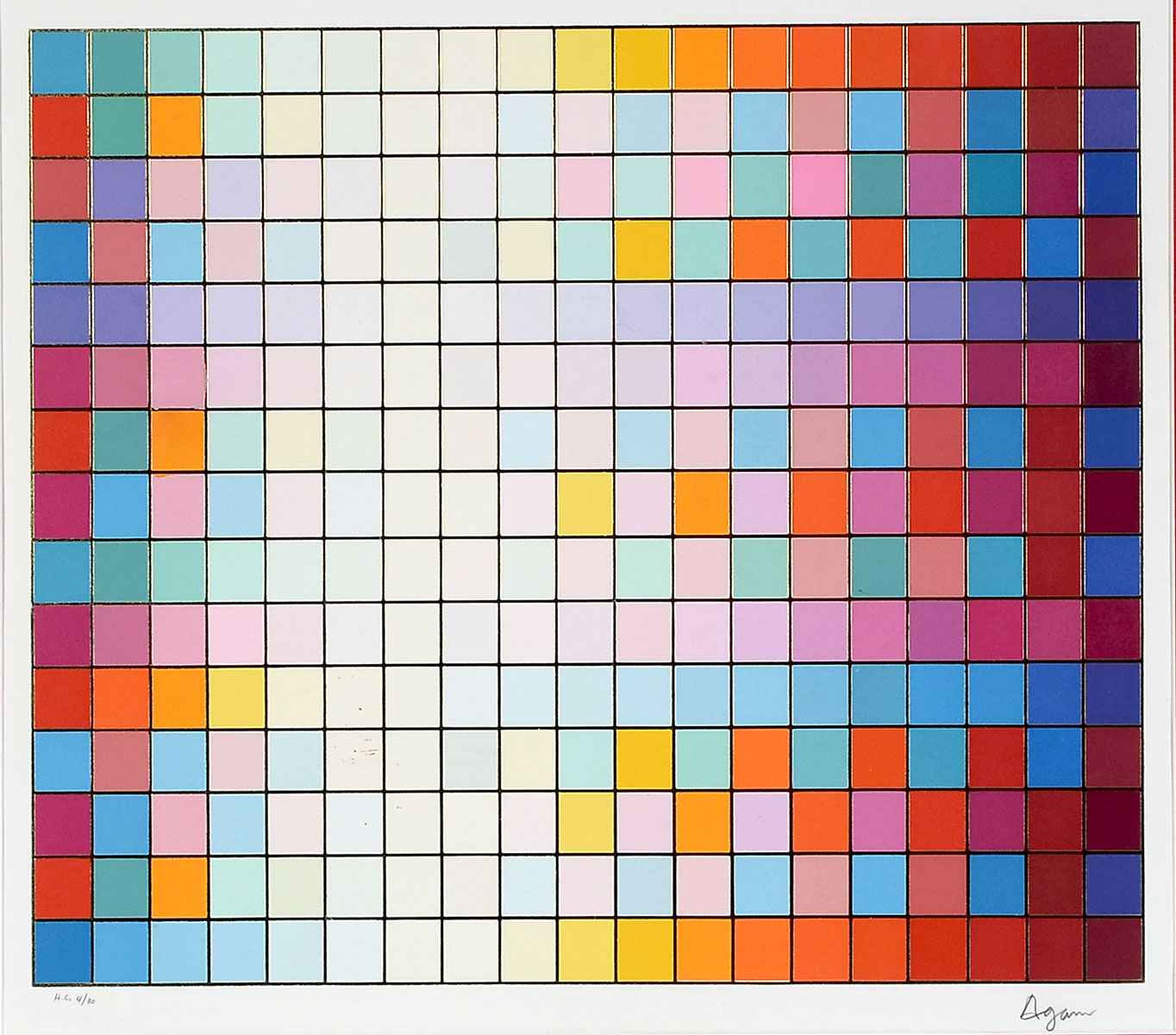 Appraisal: AGAM Yakov Israel - Op Art Grid Pattern Composition Serigraph