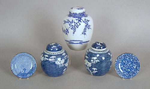 Appraisal: Three Chinese porcelain ginger jars together with two small plates