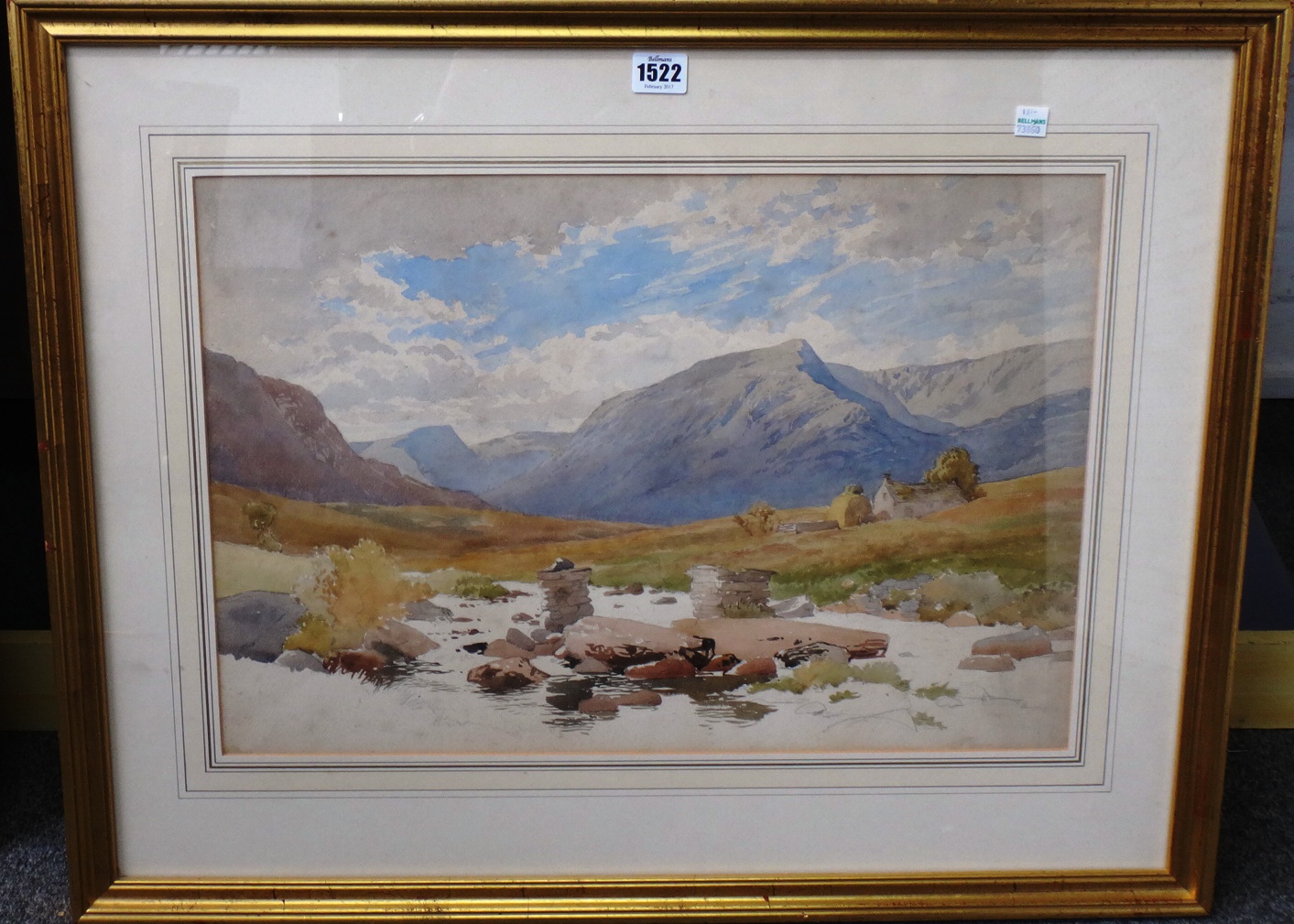 Appraisal: Harry Sutton Palmer - Highland landscape unfinished watercolour sketch over